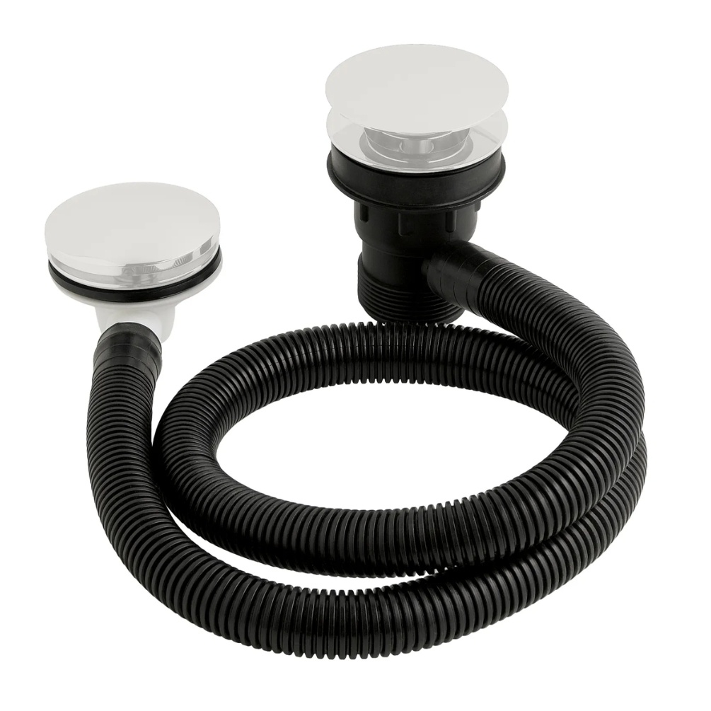 BC Designs White Concealed Click Clack Bath Waste & Overflow Cut Out